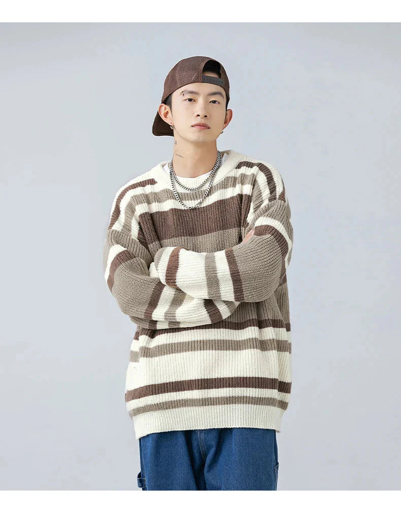 Rib Knit 90's Stripe Sweater