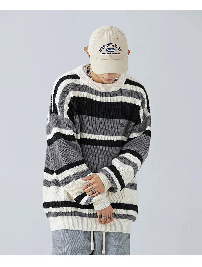 Rib Knit 90's Stripe Sweater