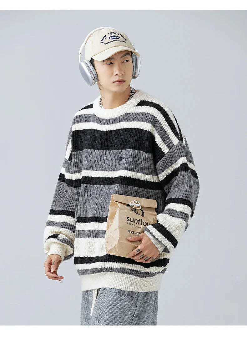 Rib Knit 90's Stripe Sweater