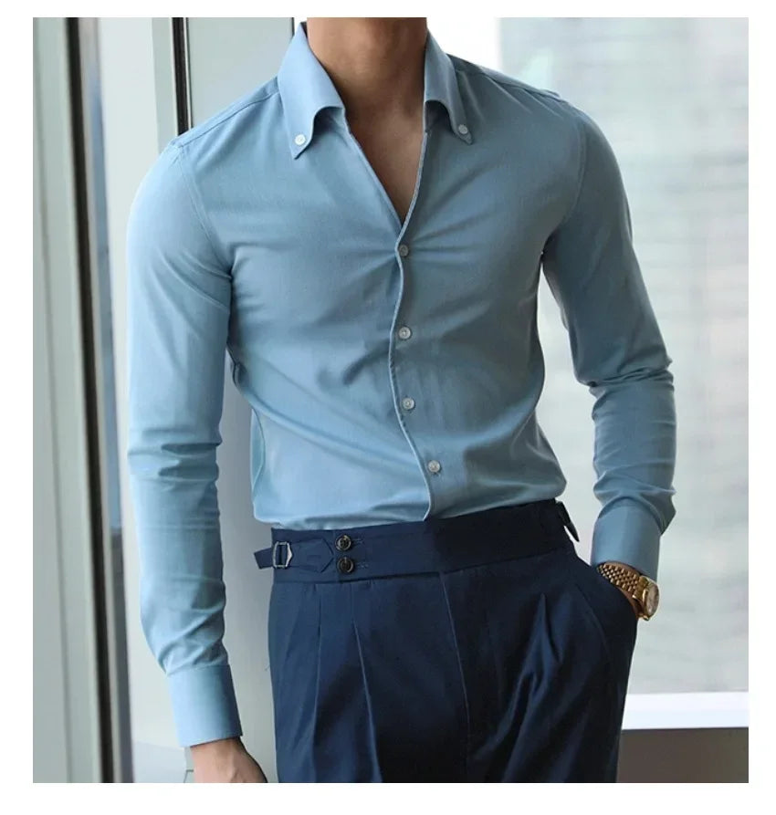 Men's Italian Collar Shirt Slim-Fit