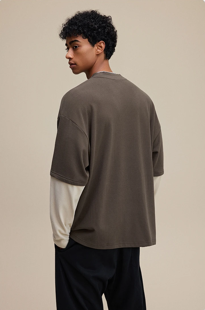 Essential Contrast Double Layer Long Sleeve T-Shirt
