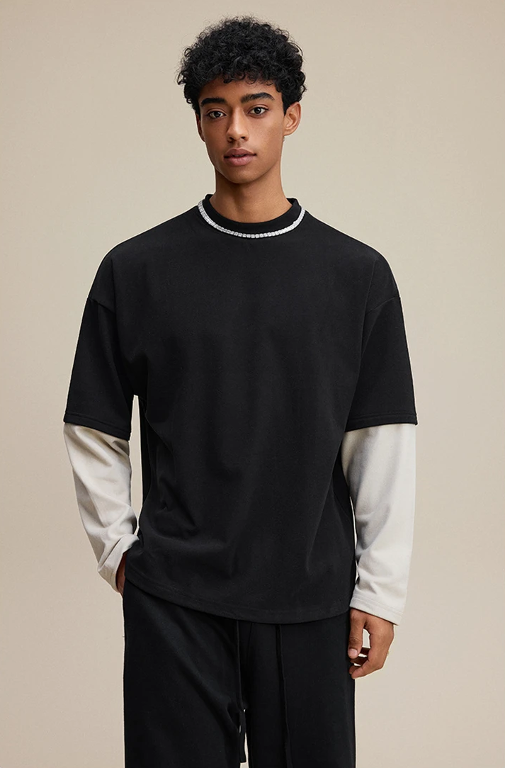 Essential Contrast Double Layer Long Sleeve T-Shirt