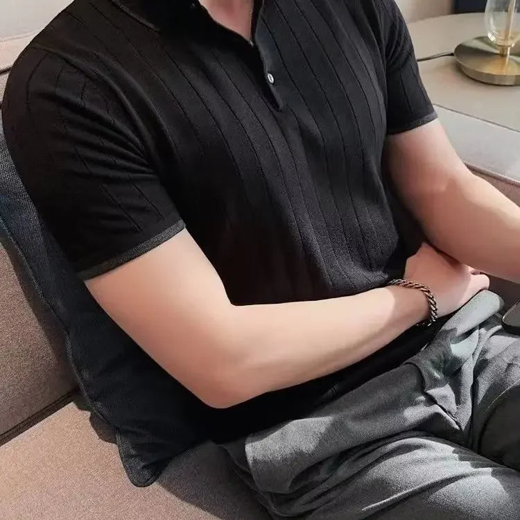 Men's Polo Shirt Striped Elegance