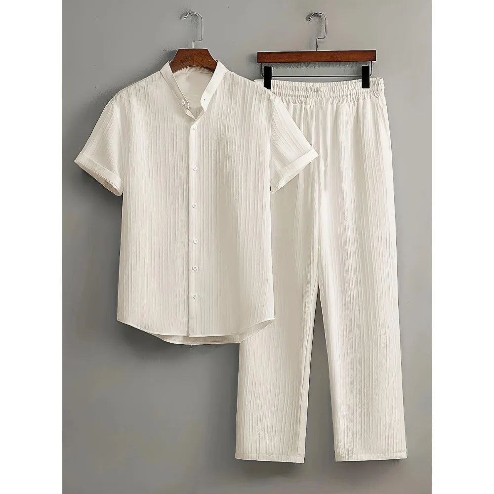 Men's Linen Casual Set Textured