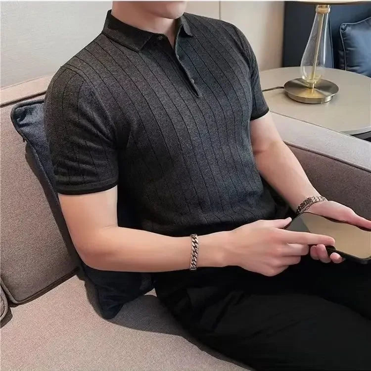 Men's Polo Shirt Striped Elegance