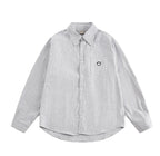 Smiley Face Embroidered Stripe Shirt