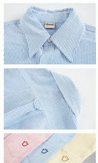 Smiley Face Embroidered Stripe Shirt
