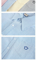 Smiley Face Embroidered Stripe Shirt
