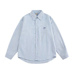 Smiley Face Embroidered Stripe Shirt