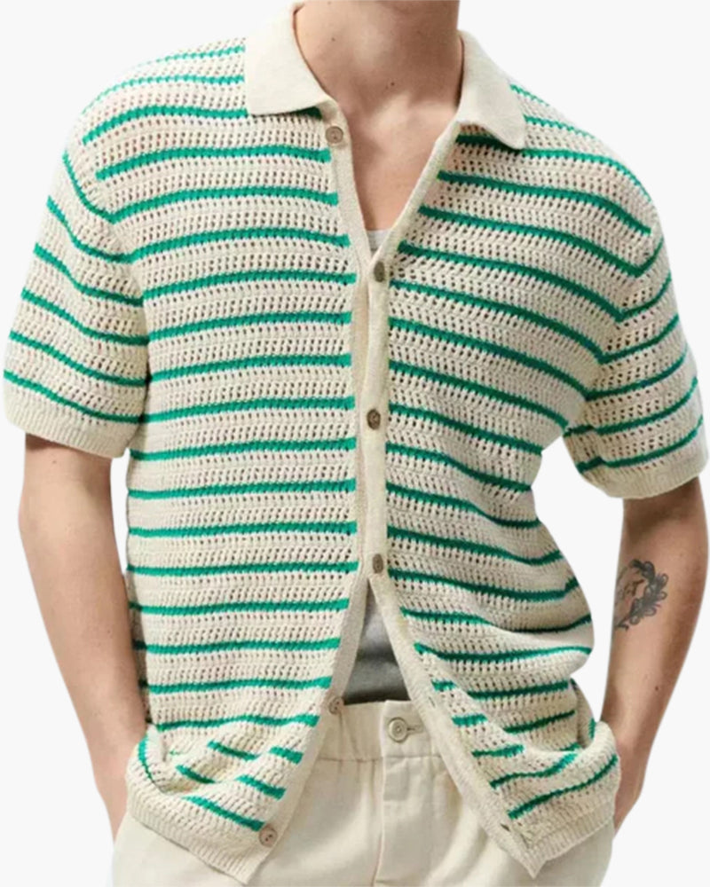 Knitted Button-Up Shirt in Marbella Style