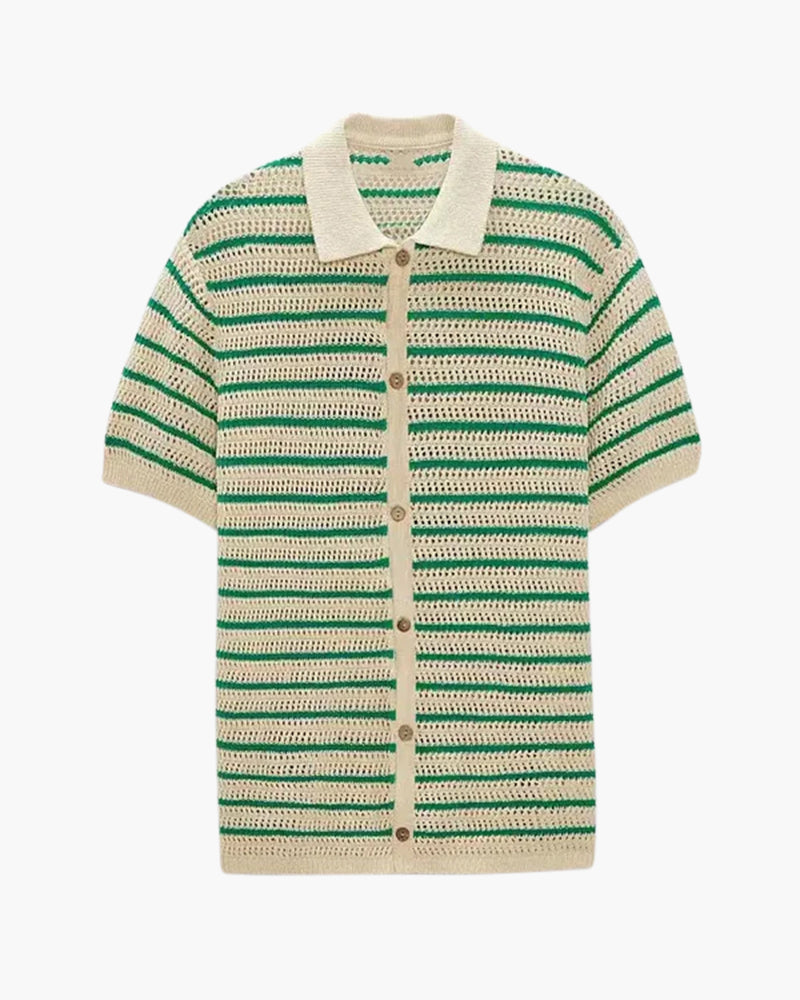 Knitted Button-Up Shirt in Marbella Style