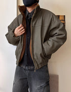 Vintage Wash Fleece Lined Bomber Jacket