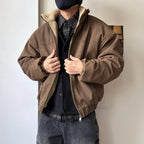 Vintage Wash Fleece Lined Bomber Jacket
