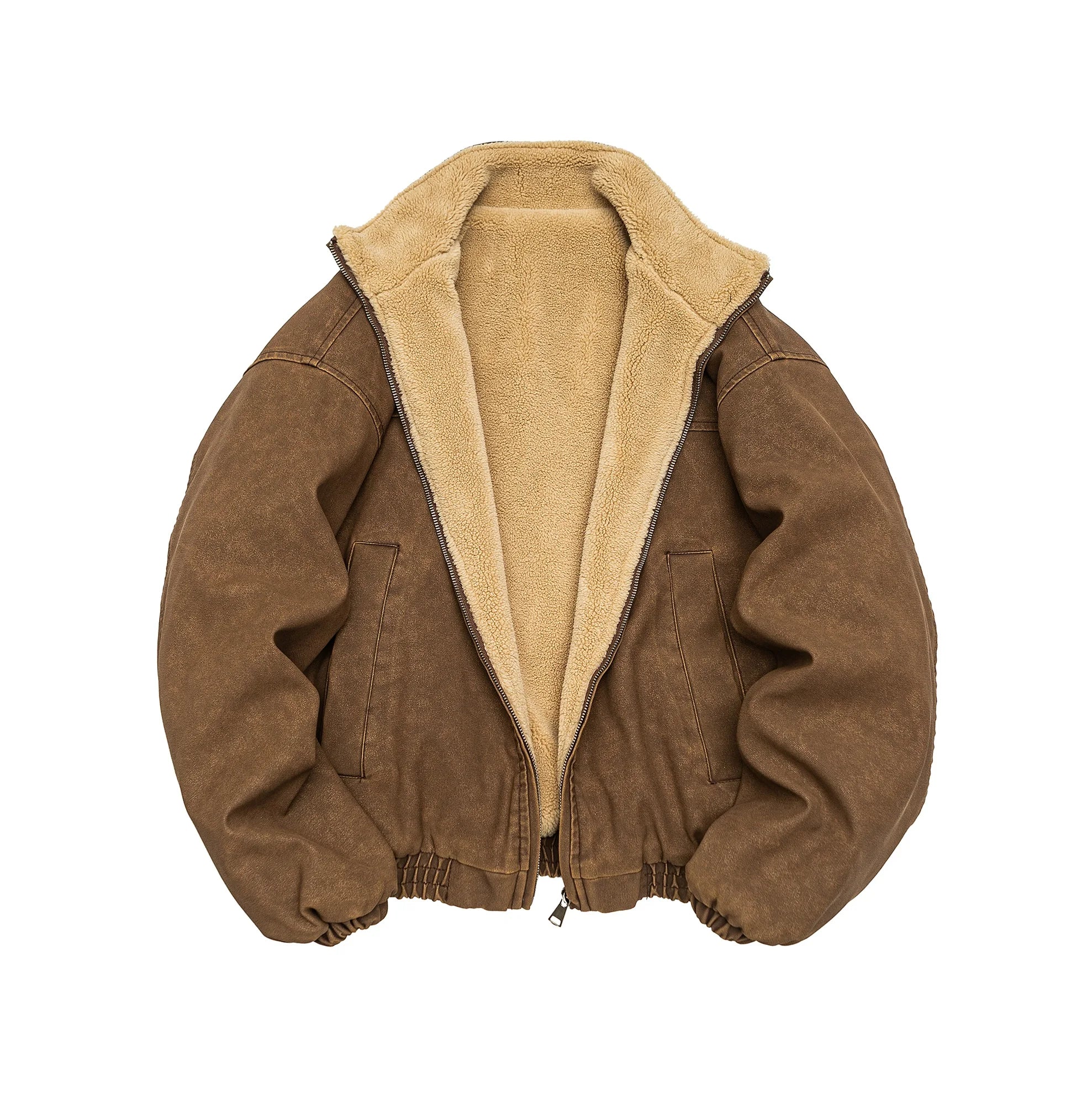 Vintage Wash Fleece Lined Bomber Jacket