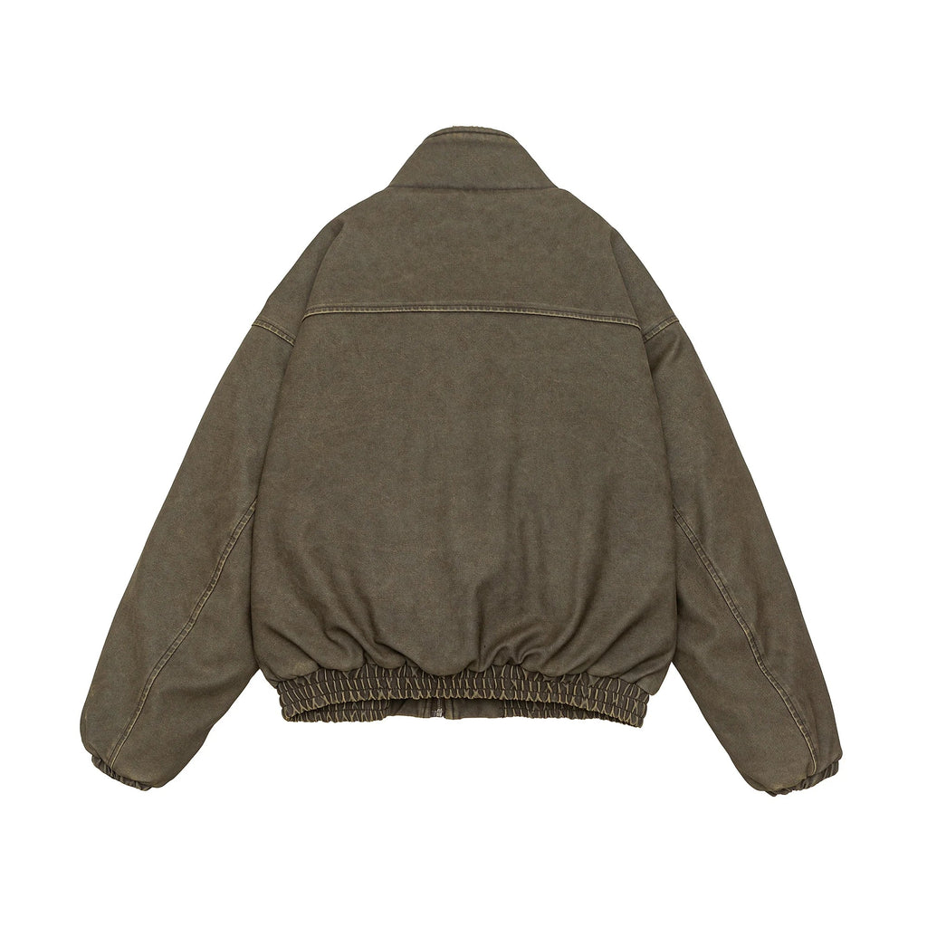 Vintage Wash Fleece Lined Bomber Jacket