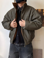 Vintage Wash Fleece Lined Bomber Jacket