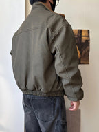 Vintage Wash Fleece Lined Bomber Jacket
