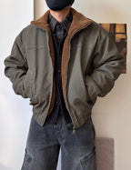 Vintage Wash Fleece Lined Bomber Jacket
