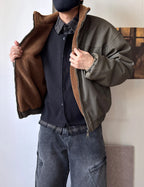Vintage Wash Fleece Lined Bomber Jacket