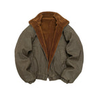 Vintage Wash Fleece Lined Bomber Jacket