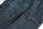 Vintage Wash Wide Leg Utility Jeans