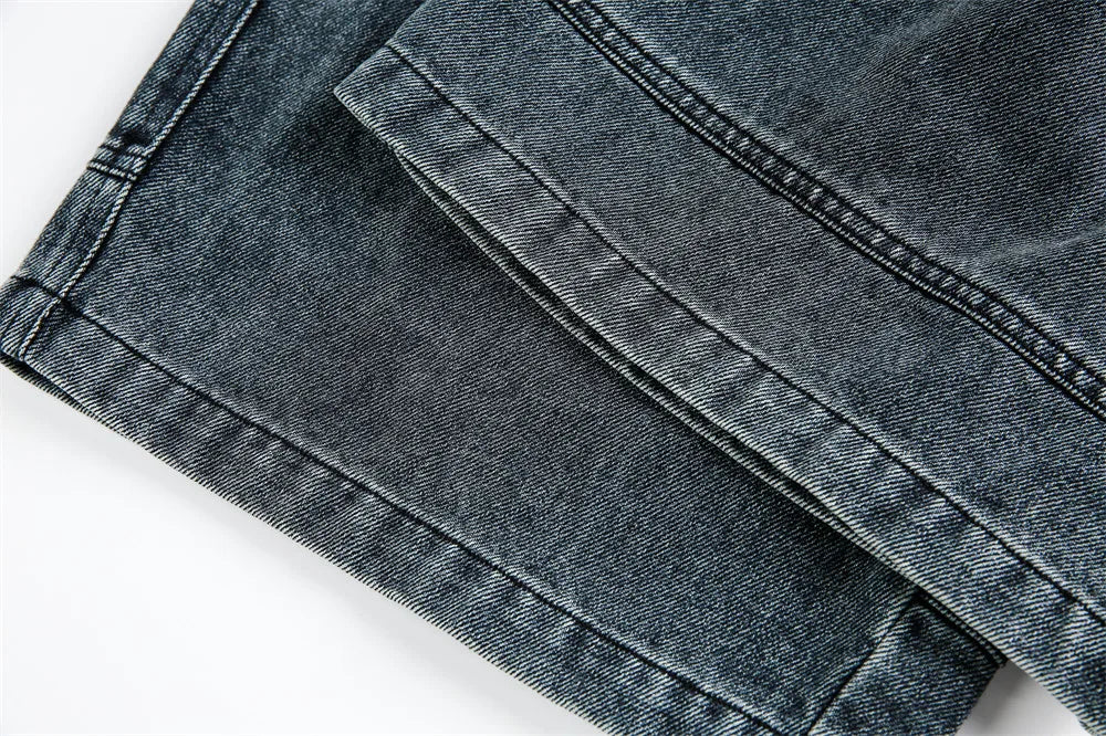 Vintage Wash Wide Leg Utility Jeans