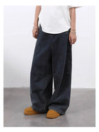 Vintage Wash Wide Leg Utility Jeans