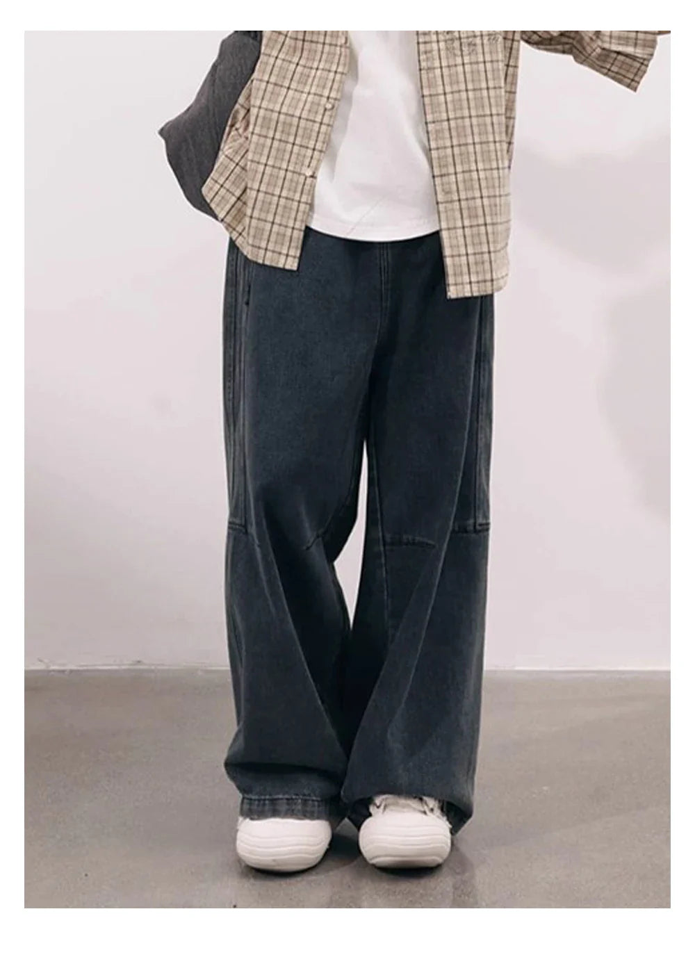 Vintage Wash Wide Leg Utility Jeans