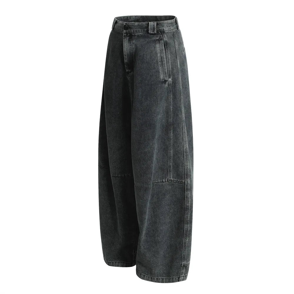 Vintage Wash Wide Leg Utility Jeans