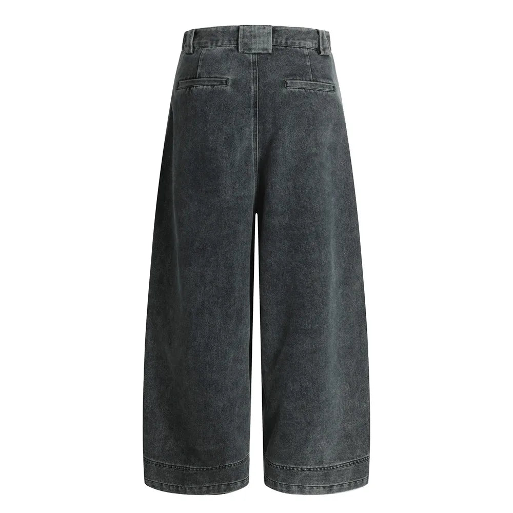 Vintage Wash Wide Leg Utility Jeans