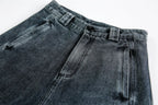 Vintage Wash Wide Leg Utility Jeans