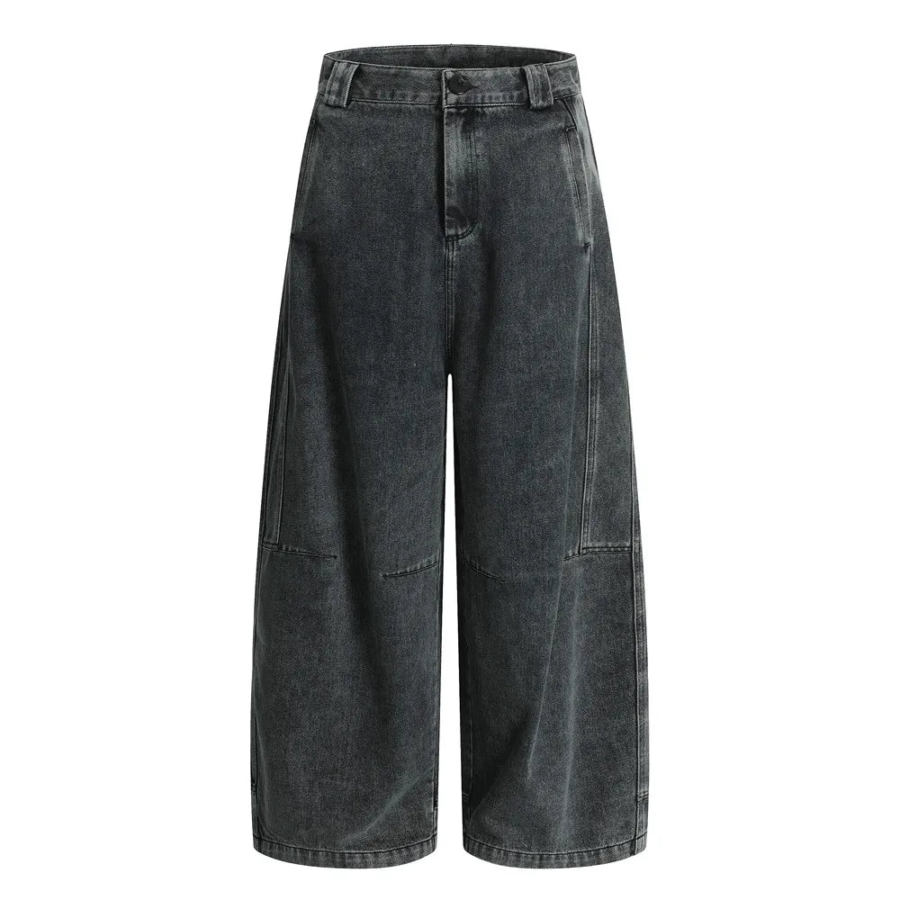 Vintage Wash Wide Leg Utility Jeans