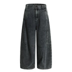 Vintage Wash Wide Leg Utility Jeans