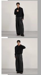 Volume Pleat Wide Leg Jersey Pants