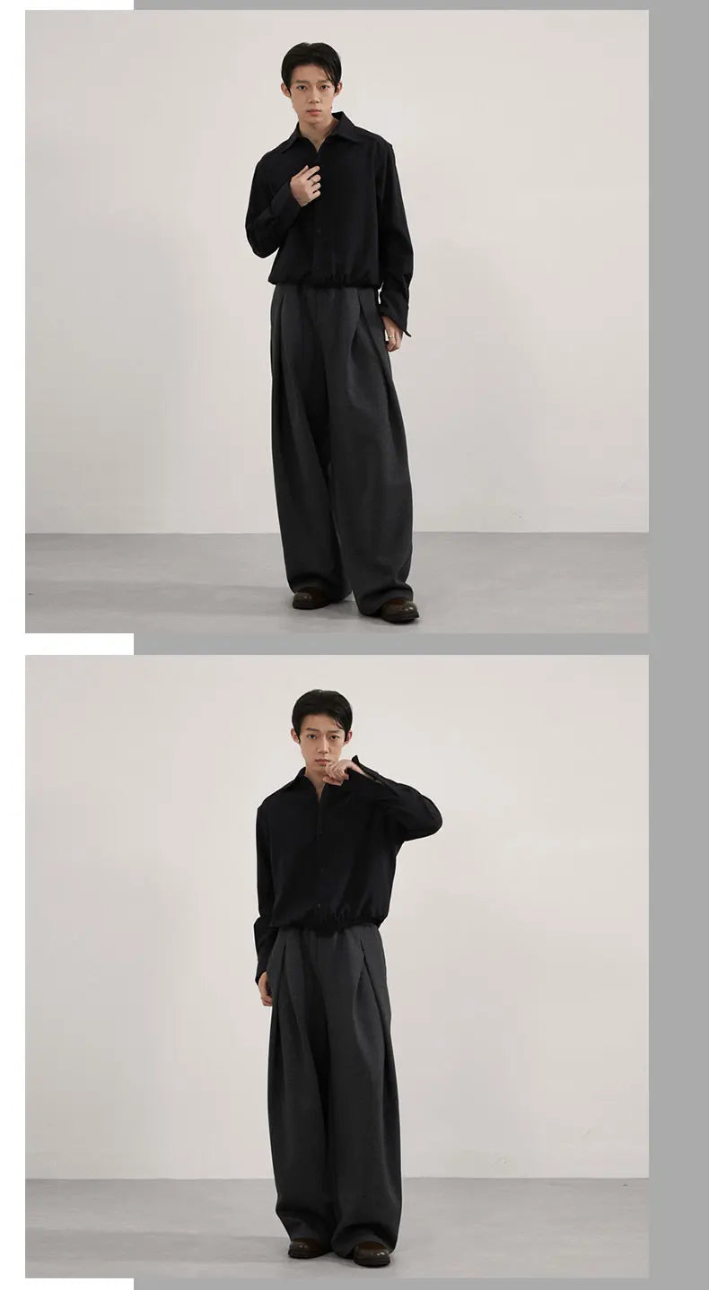 Volume Pleat Wide Leg Jersey Pants