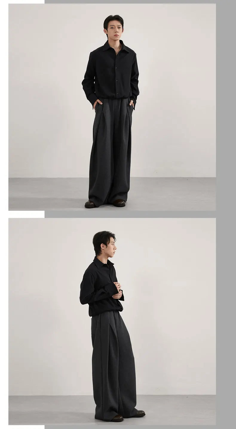 Volume Pleat Wide Leg Jersey Pants