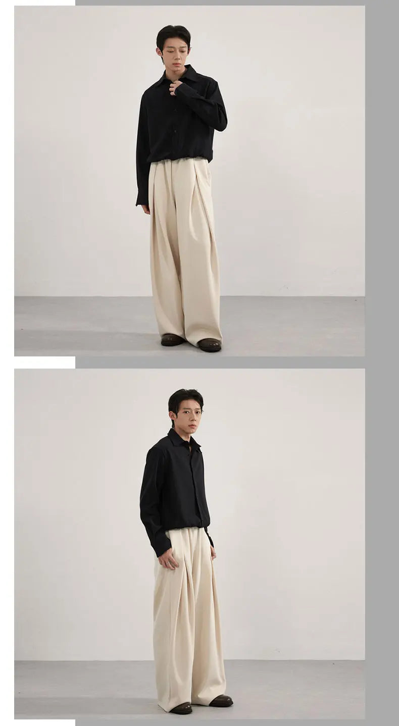 Volume Pleat Wide Leg Jersey Pants