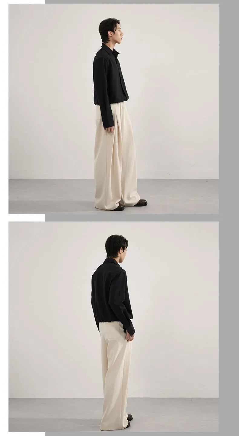 Volume Pleat Wide Leg Jersey Pants