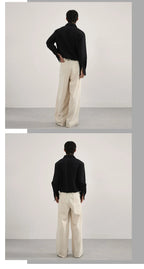 Volume Pleat Wide Leg Jersey Pants