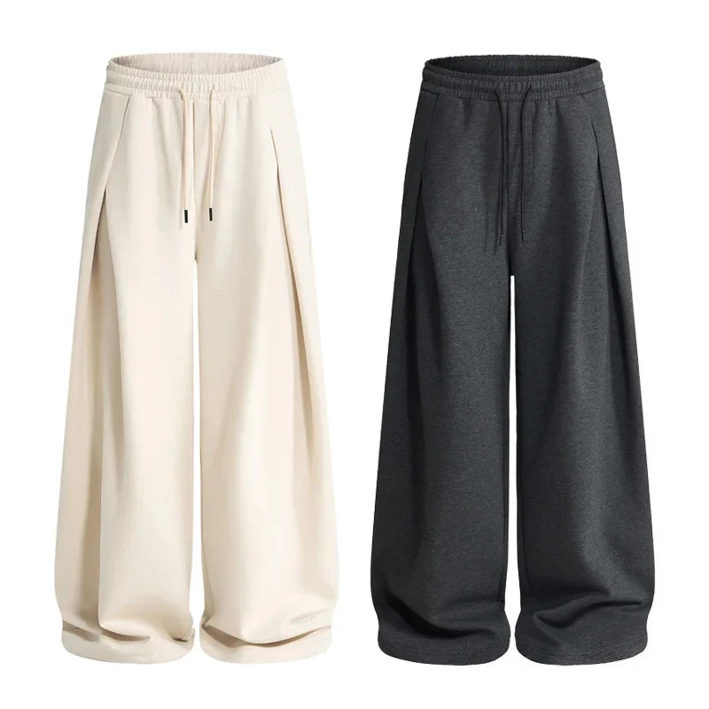 Volume Pleat Wide Leg Jersey Pants