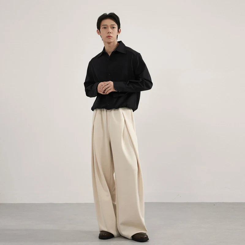 Volume Pleat Wide Leg Jersey Pants
