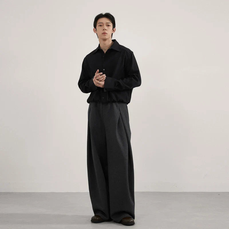 Volume Pleat Wide Leg Jersey Pants