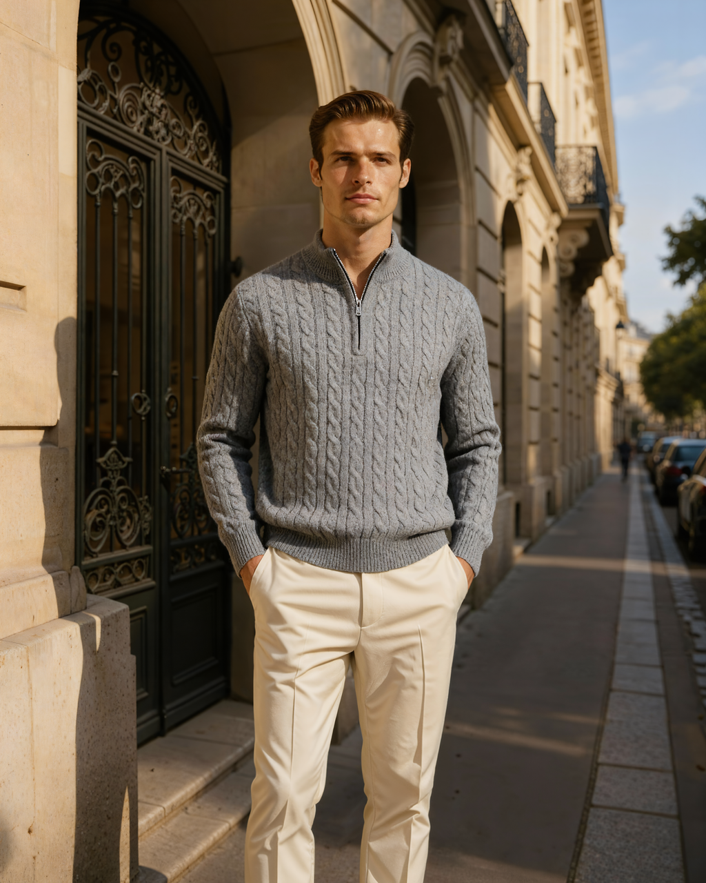 100% Cashmere Knit Half-Zip Sweater