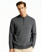 Pure Cashmere Ribbed Half-Zip Sweater