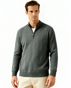 Pure Cashmere Ribbed Half-Zip Sweater
